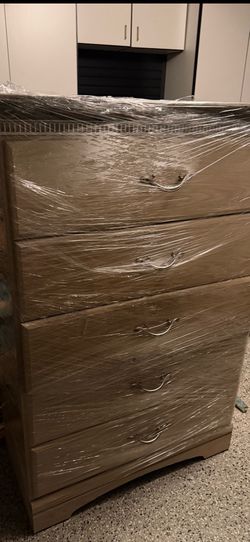 5-Drawer Wooden Dresser with Metal Handles