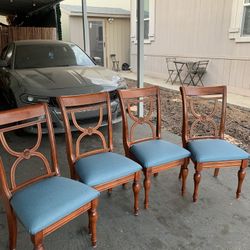 4 Sillas 🪑 Turquesas Recién Tapizadas Casi Nuevas 