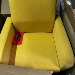 Brand New —-2—-COLAMY Modern  Accent Chalr Armchalr with Pillow, Fabric Reading Living Room Side Chair, Single Sofa with Lounge Seat and Wood Le