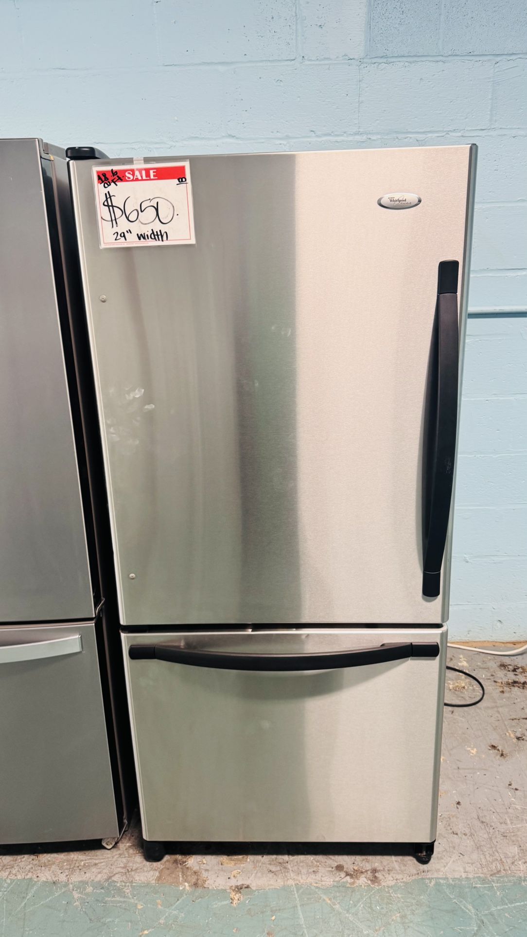 Whirlpool 29” Stainless Steel Single Door Fridge  20% Off 