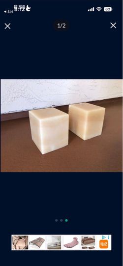 One Pair of 2 Heavy Stone Cubed Bookends Cubes Doorstops