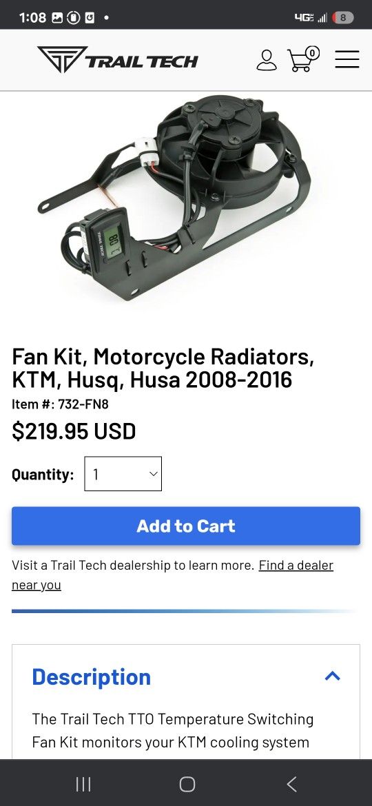 Trail Tech Radiator Fan Kit KTM/Husaberg/Husq