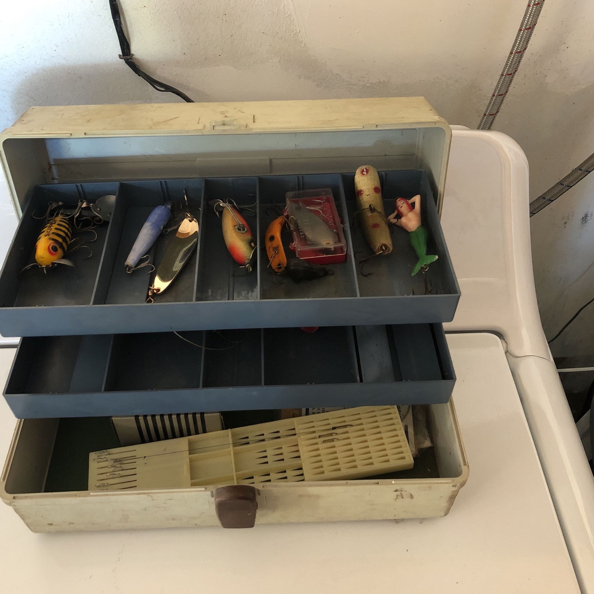 Vintage Tackle Box With Lures and Storm Minnow Shad Baits