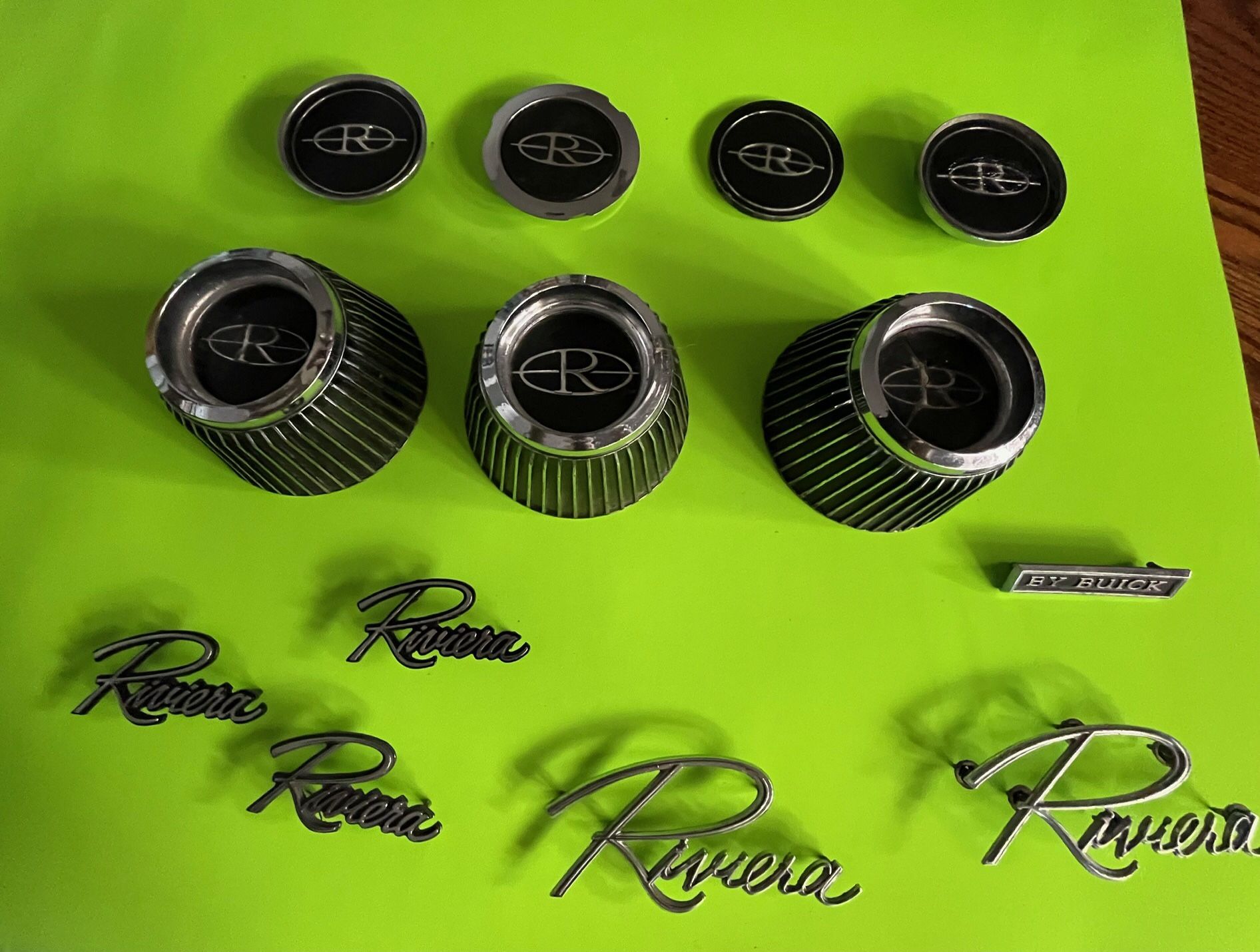 Vintage Buick Wheel Hubcap Centers, Emblems and Script Emblem Badges