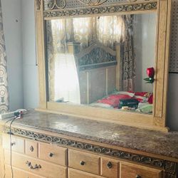 Dresser with Mirror and Bed Frame