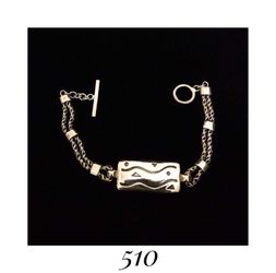 6.5" Solid Sterling Silver "BOMA" Double Twisted Rope Wave Link Toggle Clasp Bracelet