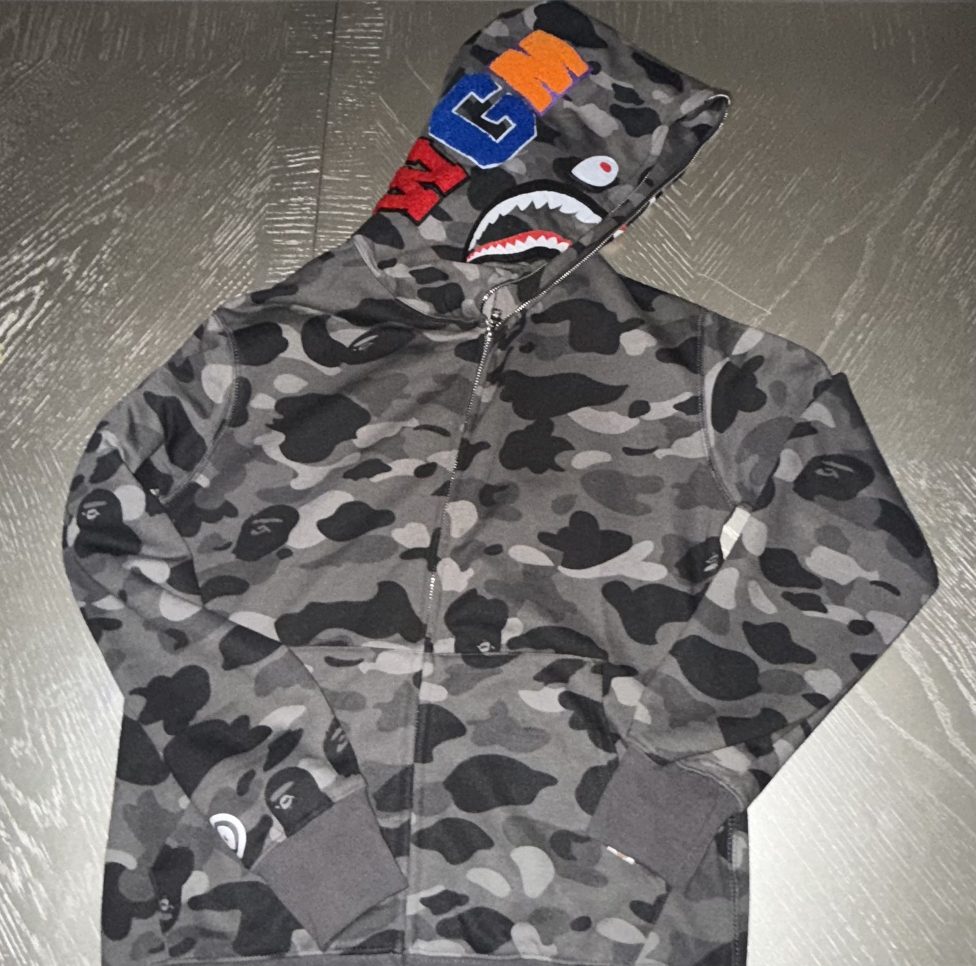Bape Hoodie Grey Black Size Medium