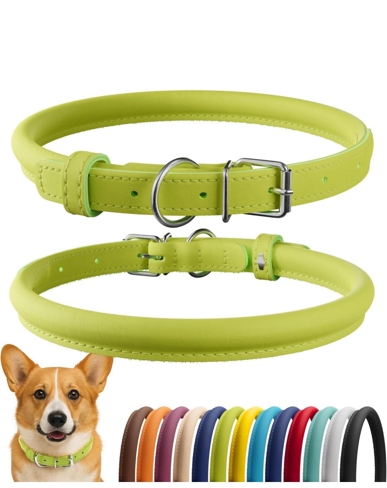CollarDirect Rolled Leather Dog Collar,