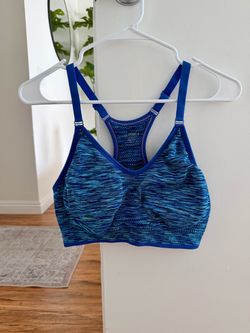 danskin now blue marbled sports bra size xl