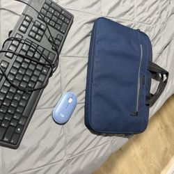 keyboard mouse and laptop bag
