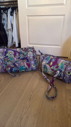 Vera Bradley Teal Heather Paisley Duffle Bags In Large And Medium