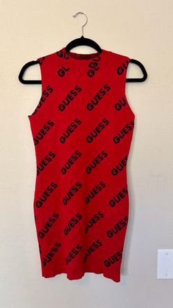 Guess Red Logo Bodycon Mini Dress