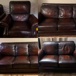 4-Piece Living Room Set – 2 Sofas, Loveseat & Recliner (Dark Brown)