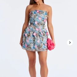 Fairy Floral Mini Dress - Blue/combo