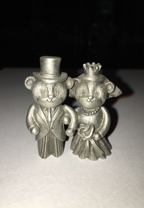 Spoontiques vintage pewter miniature wedding bears