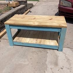  Vintage aqua blue top coffee table