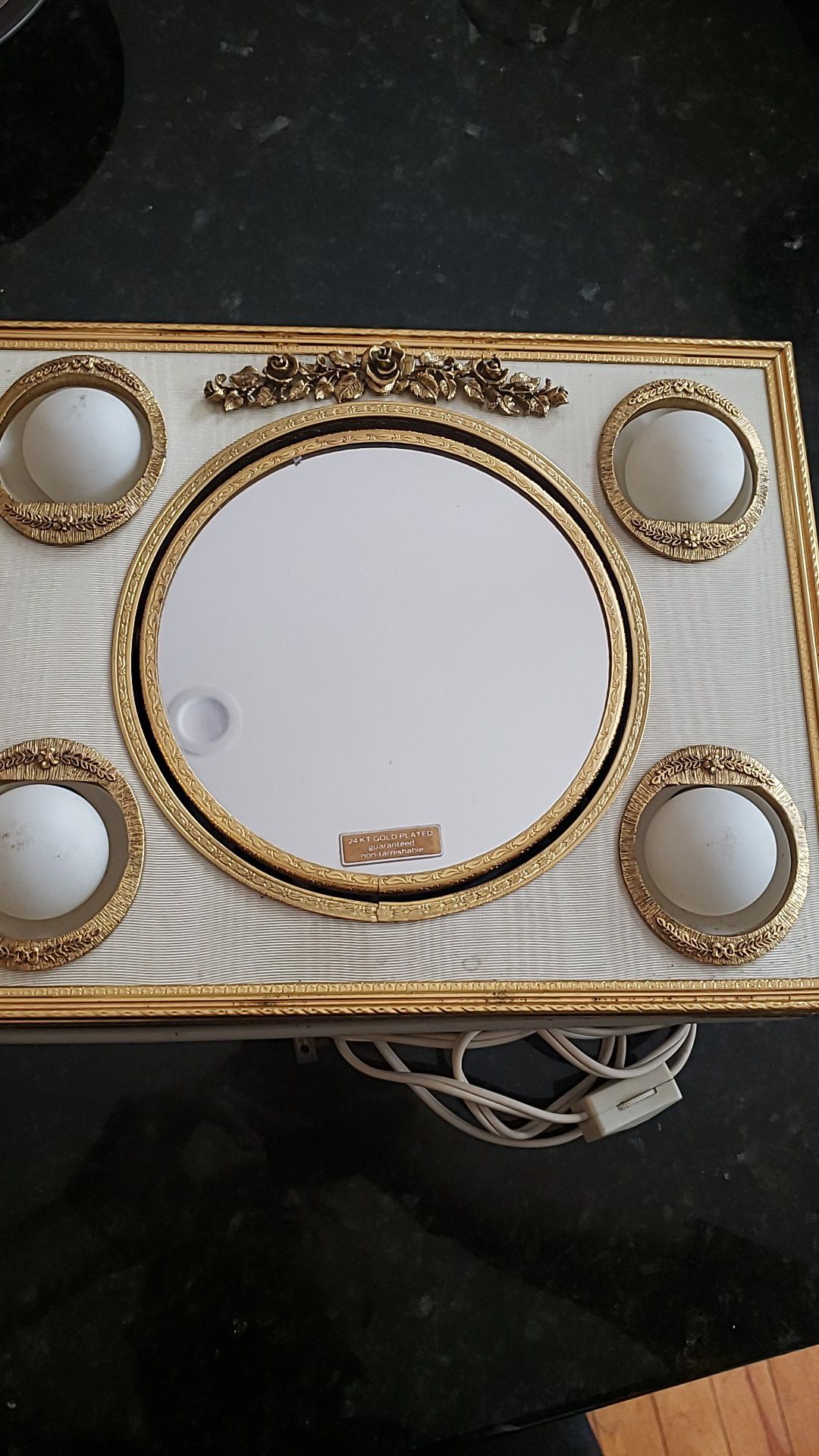Antique Makeup Mirror 24k Gold Plated with lights
