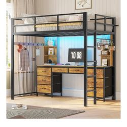 Full Size Loft Bed And Desk- Almost New