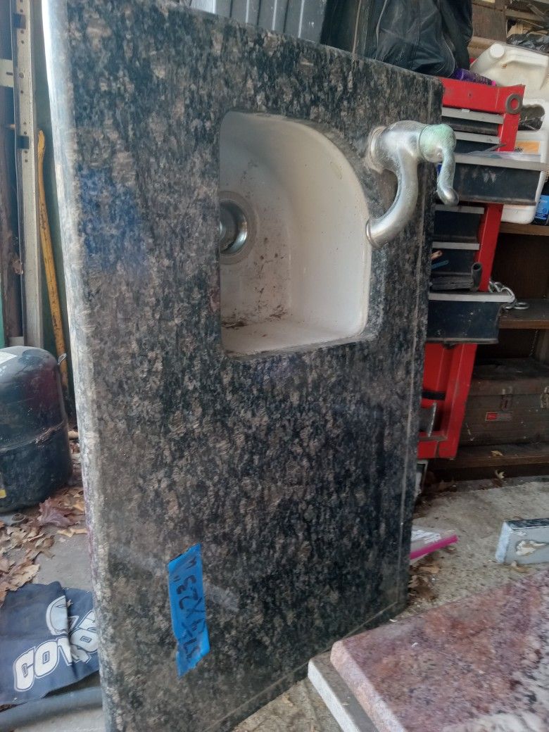 Granite Bathroom Sink 24in ×37 In with Bach Splash