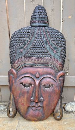 Buddha large hand carved wall hanging