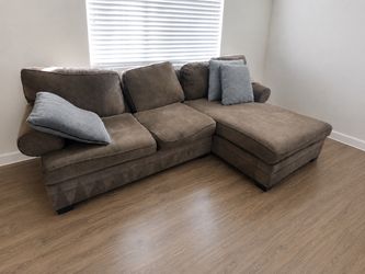 Free delivery Brown couch fabric L with chaise