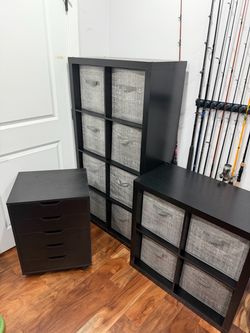 Black Storage Drawers and Cube Organizer