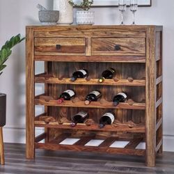 Sheesham Wood Solid Wood Wine Rack Bottle Rack Bar Table