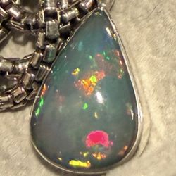 Beautiful Premium Opal With Stirling Silver, Case And Pouch. 