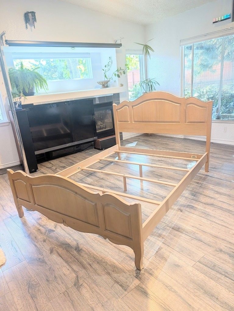 Ethan Allen Queen Bed Frame, 100% Solid Wood Satin Finish