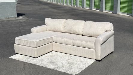 Beige 2-Piece Reversible Chaise Sectional | Free Delivery, Good Condition