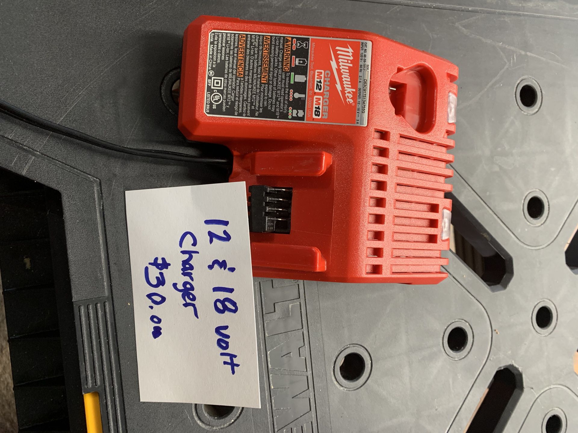 Milwaukee  12 Volt And 18 Volt Battery charger