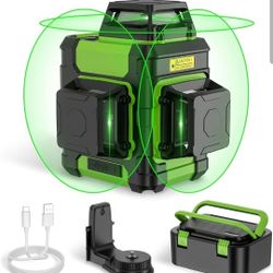 Huepar Laser Level 360 Self Leveling, Rechargeable Green Laser 3x360° Cross Line Lazer Leveler 3D