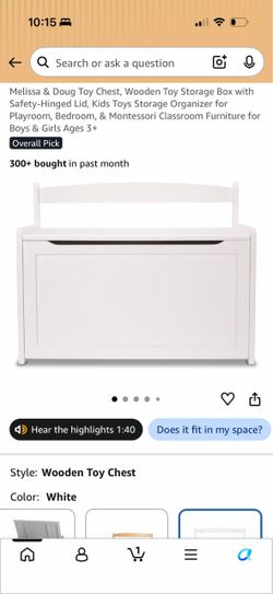 Melissa & Doug White Wooden Toy Chest