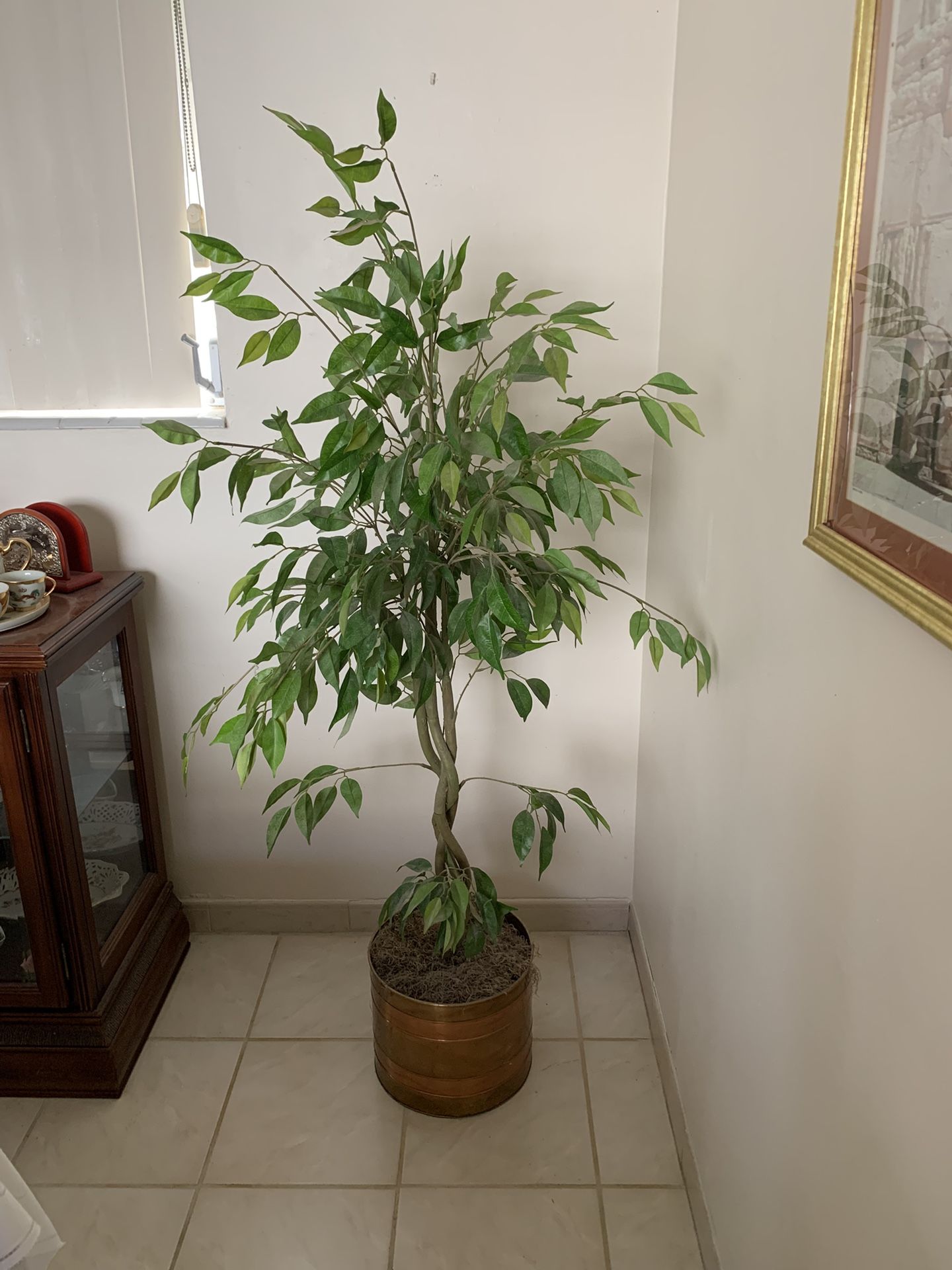 HIBISCUS ARTIFICIAL SILK PLANT WITH COPPER POT 55” TALL