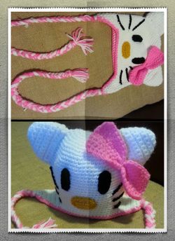 Hello kitty 3-10 years old child crochet beanie
