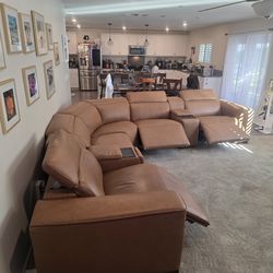 Leather wrap around sofa