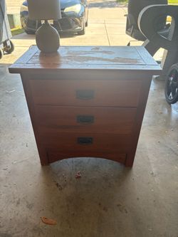Mission Style Wood Nightstand with 3 Drawers