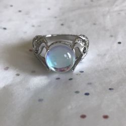 Silver And Moonstone Angel Wings Ring
