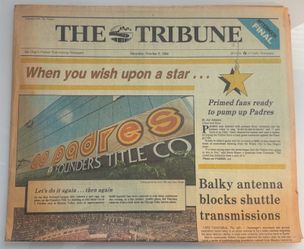 San Diego Tribune October 6 1984 Padres NLCS Cubs When You Wish Upon A Star Space