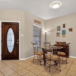Metal & Glass Table With Chairs