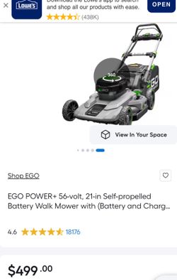 EGO POWER+ 56-volt, 21-in  brushless Self-propelled Battery Walk Mower with  Charger. No battery. Bring one to test. Very good condition very gently u