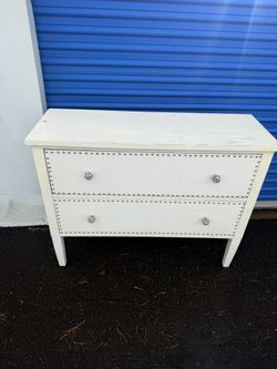ancient dresser with two drawers; height 35, width 45, depth 16