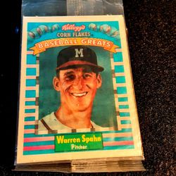 1991 Sportflics Kellogg's Corn Flakes Baseball Greats Warren Spahn Holo