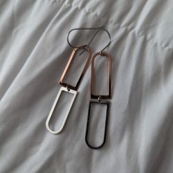 Rose Gold and silver earrings