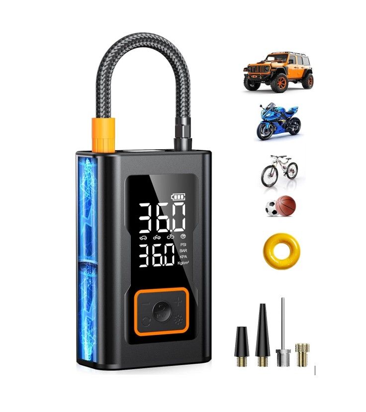Cordless Portable Air Compressor Tire Inflator, 150PSI Smart Air Pump with LED