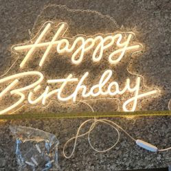 Happy Birthday Neon Sign Reusable Warm White LED