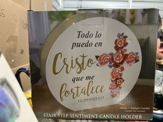 Christian Tealight Candle Holder – Philippians 4:13 – New in Box