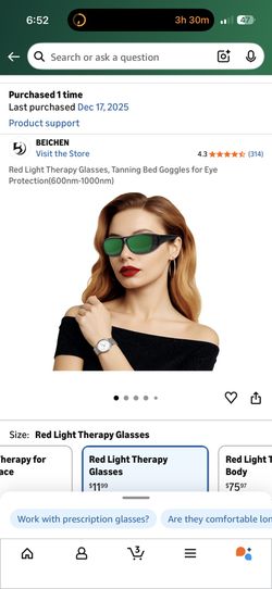 Red Light Therapy Glasses, Tanning Bed Goggles for Eye
