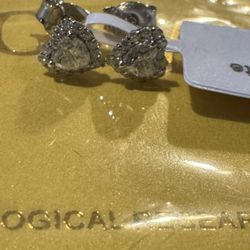 Moissanite Earrings, Heart Shaped