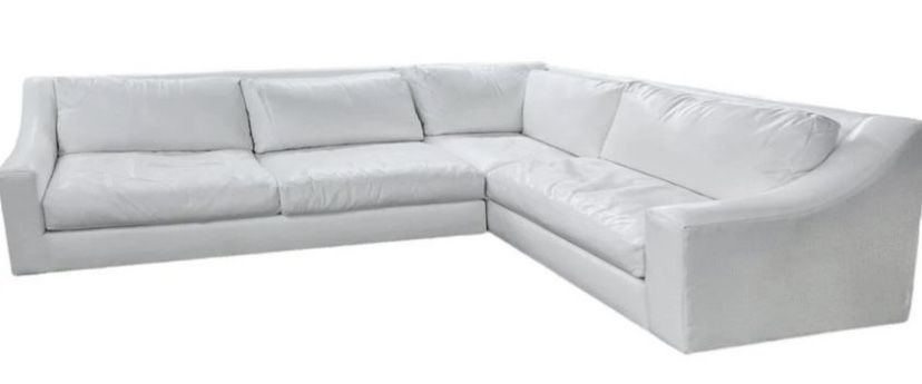 Modern White Leather Couch (Including Pillows)